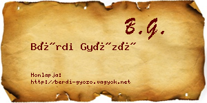 Bérdi Győző névjegykártya